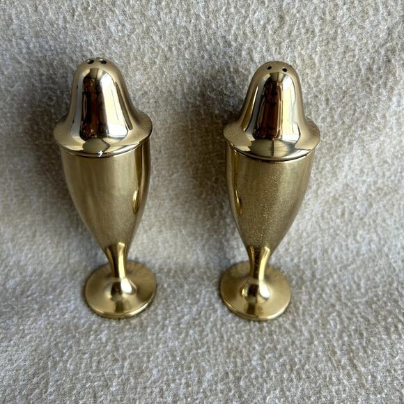 Vintage Dirilyte Dirigold Bronze Salt & Pepper Shakers Set Mid Century - Picture 1 of 6